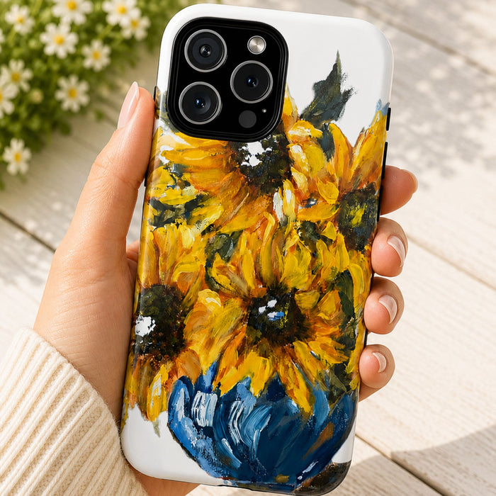 Sunflowers in Blue Vase Phone Case | Artistic Floral Cover